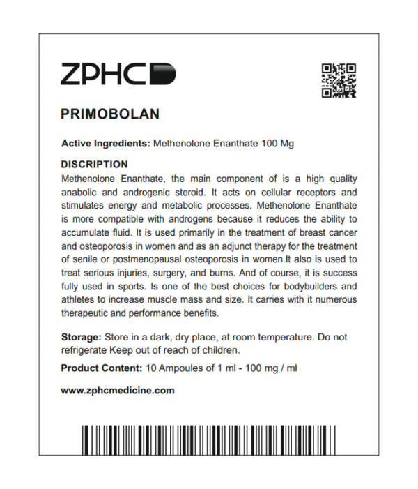 ZPHC Primobolan Depot 100mg 1ml Ampul – Orijinal Ürün ZPHC Pharma Primobolan Depot 100mg enjeksiyonluk anabolik ürün görseli