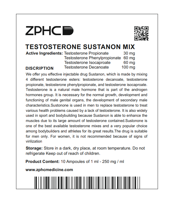 ZPHC Sustanon 250mg Ampul ZPHC Pharma Sustanon 250mg 10x1ml Ampul Ürün Görseli
